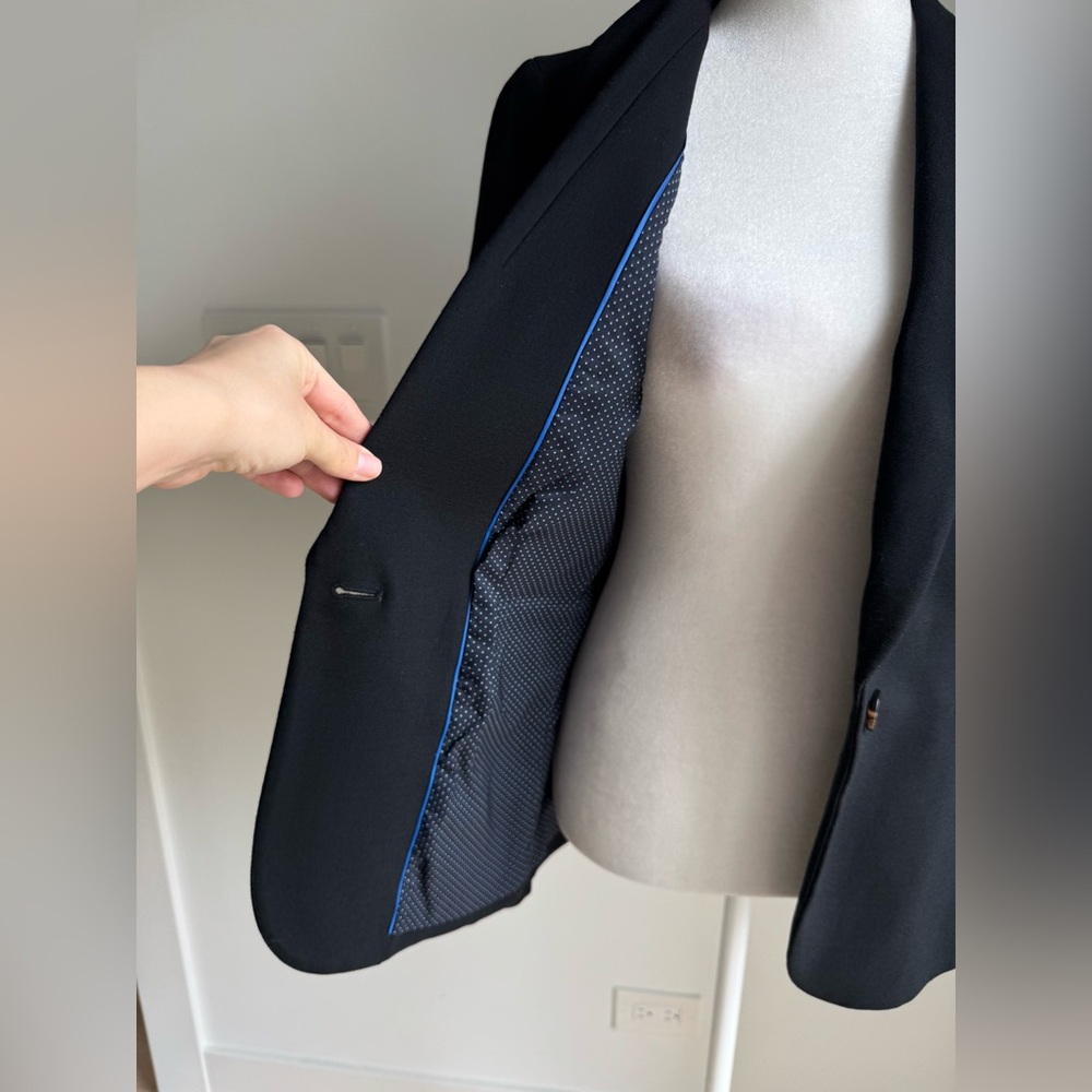 J Crew Parke Blazer Jacket Stretch Wool Blend Black G7726 Size 2 Minimalist - Picture 8 of 13